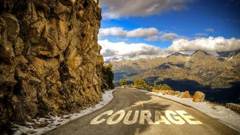 Signposts the direct way to Courage Stock Photos