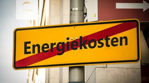 Signposts the direct way to Efficiency versus Energy Cost - BILDMONTAGE An... Stock Photos