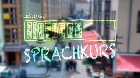 Signposts the direct way to Language course - BILDMONTAGE An image with a ... Foto stock