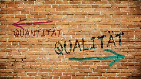 Signposts the direct way to quality versus quantity Stock Photos