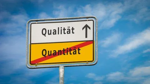Signposts the direct way to quality versus quantity Stock Photos