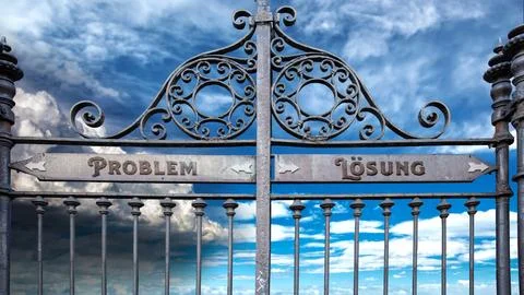 Signposts the direct way to solution versus to problem Stock Photos