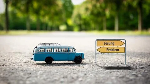 Signposts the direct way to solution versus to problem Stock Photos