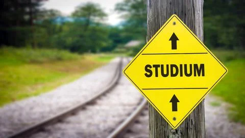 Signposts the direct way to Study Stock Photos