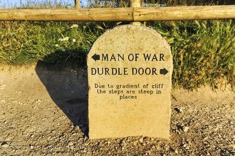 Signposts to Man of War and Durdle Door Coastal Path Long Distance Footpath Stock Photos