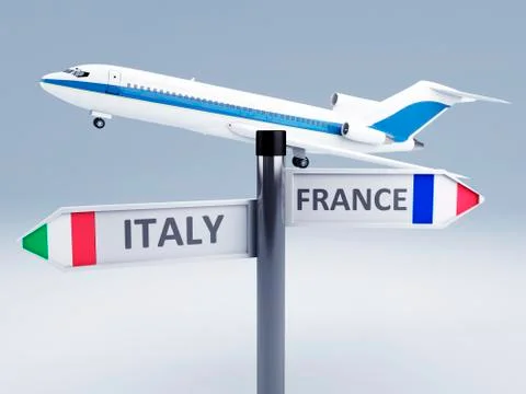 Signpost.travel to europe concept 3d Stock Illustration