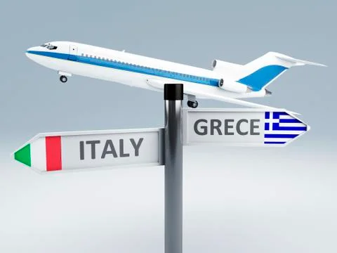 Signpost.travel to europe concept 3d Stock Illustration