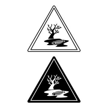 Signs Dangerous for Environment. Black and White Vector Icons. Dried Tree a.. Stock Illustration