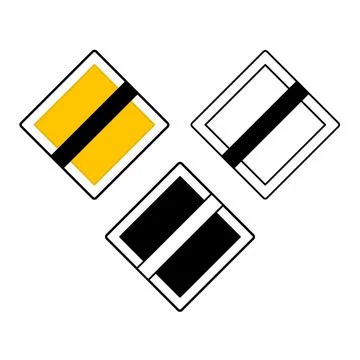Signs End of Priority Road. Road Signs. Crossed Out Yellow Diamond. Black a.. Stockillustratie