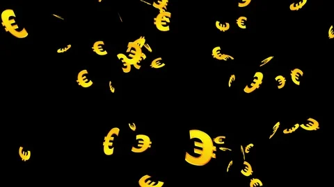Signs of euro falling on the black background Stock Footage 101544911