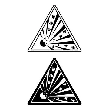 Signs Explosive. Black and White Vector Icons. Explosive Materials. Danger .. Stock Illustration