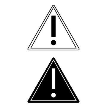Signs Generic Caution. Black and White Vector Icons. Exclamation mark. Dang.. 스톡 일러스트