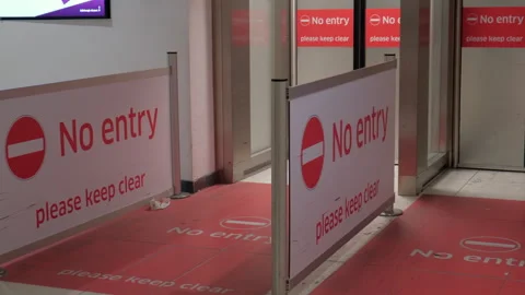 Signs indicating no entry at Edinburgh Airport Stock Footage 301871885