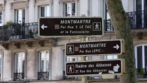 Signs Paris brown Stock Footage 143654680