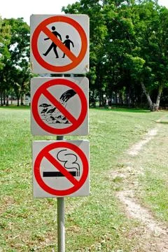 Signs in the park Stock Photos