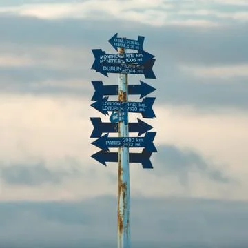 Signs Pointing To Different Countries Stock Photos