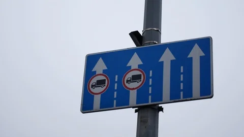 Signs on the road. Old, already slightly broken road signs Video stock 120326448