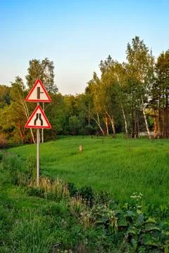 Signs on roadside Stock Photos