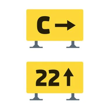 Signs on the runway vector flat material design isolated object on white Stock Illustration