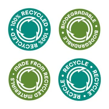 Signs on the theme recycle and biodegradable. Stock Illustration