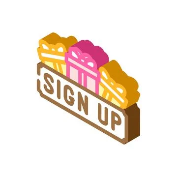 Signup bonus affiliate program isometric icon vector illustration Stock Illustration