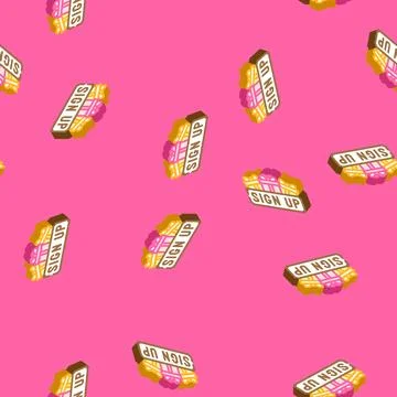 Signup bonus affiliate program isometric icon seamless pattern Stockillustratie