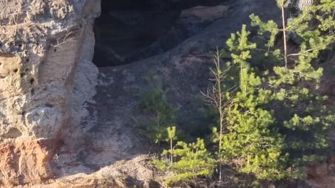 Sigulda devil's cave, river Gauja, Gauja National Park. Stock Footage 301227669