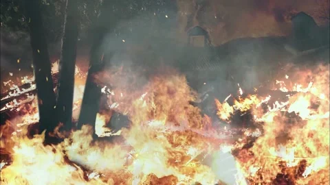 Siheyuan on fire Stock Footage 235280170