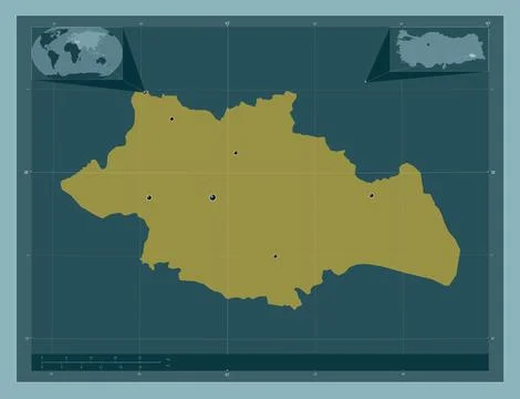Siirt, Turkiye. Solid color shape. Locations of major cities of the region Stock Illustration