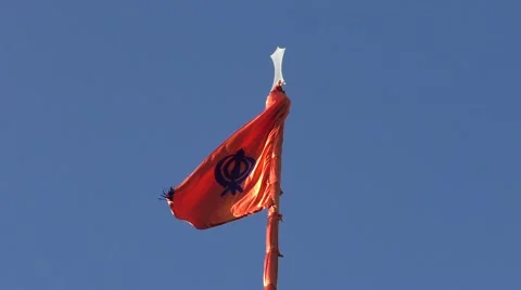 Sikh Flag fluttering in the wind Stock Footage 44575181