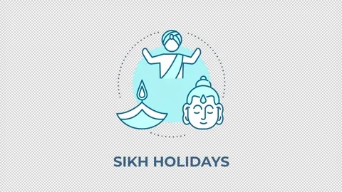 Sikh holidays blue concept icon animation Stock Footage 345256105