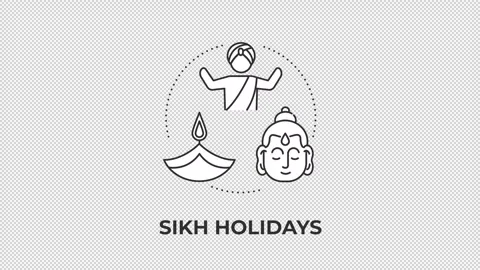 Sikh holidays line concept icon animation Stock Footage 342241128