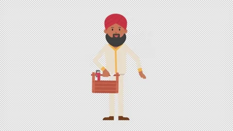 Sikh Man Holding Toolbox Stock Footage 205049632