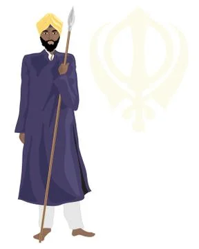Sikh temple guard Stock Illustration