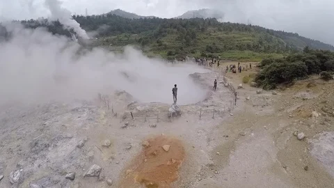 Sikidang Crater in Dieng, Central of Java Stock Footage 118581618