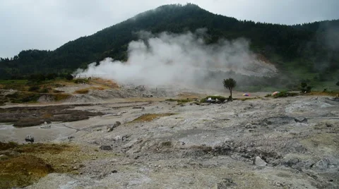 Sikidang Crater at Dieng Plateau, Java, Indonesia Stock Footage 60692409
