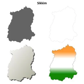 Sikkim blank detailed outline map set Stock Illustration