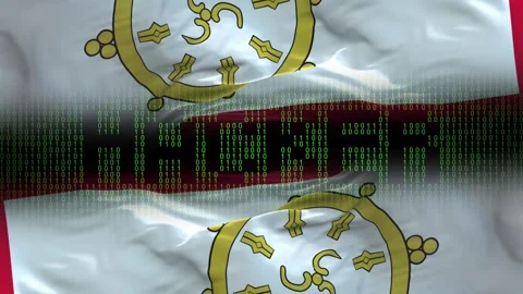 Sikkim flag - Waving flag on matrix binary code background Video stock 321420569