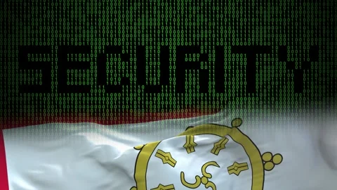 Sikkim flag - Waving flag on matrix binary code background Stock Footage 321422556