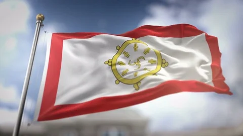 Sikkim Flag Waving Slow Motion 3D Rendering Blue Sky Background - Seamless .. Stock Footage 75521704
