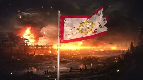 Sikkim flag waving in war is torn Video stock 346103114