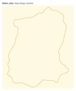 Sikkim, India. Simple vector map. State shape. Outline style. Border of Sik.. 库存插图
