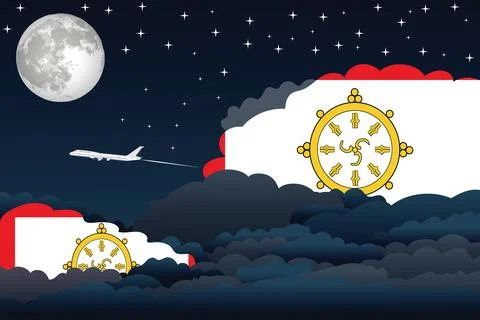 Sikkim Night Clouds Airplane Vector Illustration Illustrazione stock