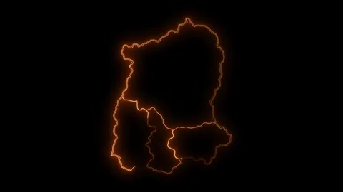 Sikkim State Neon Map Glowing Outline India Animation 4K Stock Footage 330998632