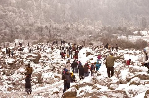 Sikkim Zero Point West Bengal November 2018 - Tourist People head outdoor pla Stock Photos