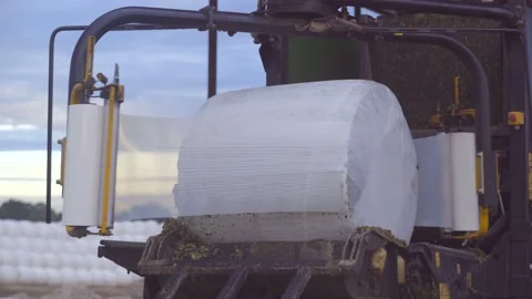 Silage making process and packing machine in plant Stock Footage 209814681