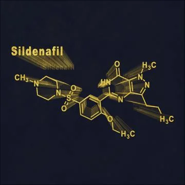 Sildenafil erectile dysfunction drug molecule Structural chemical formula Stock Illustration