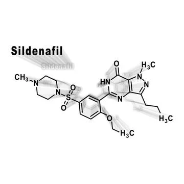 Sildenafil erectile dysfunction drug molecule Structural chemical formula Stock Illustration
