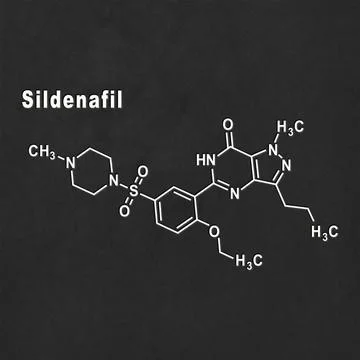 Sildenafil erectile dysfunction drug molecule Structural chemical formula Stock Illustration