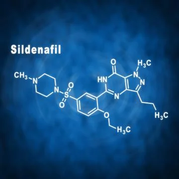 Sildenafil erectile dysfunction drug molecule Structural chemical formula 스톡 일러스트